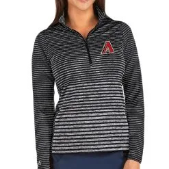 Women's Arizona Diamondbacks Antigua Heathered Black Pace Half-Zip Pullover Jacket
