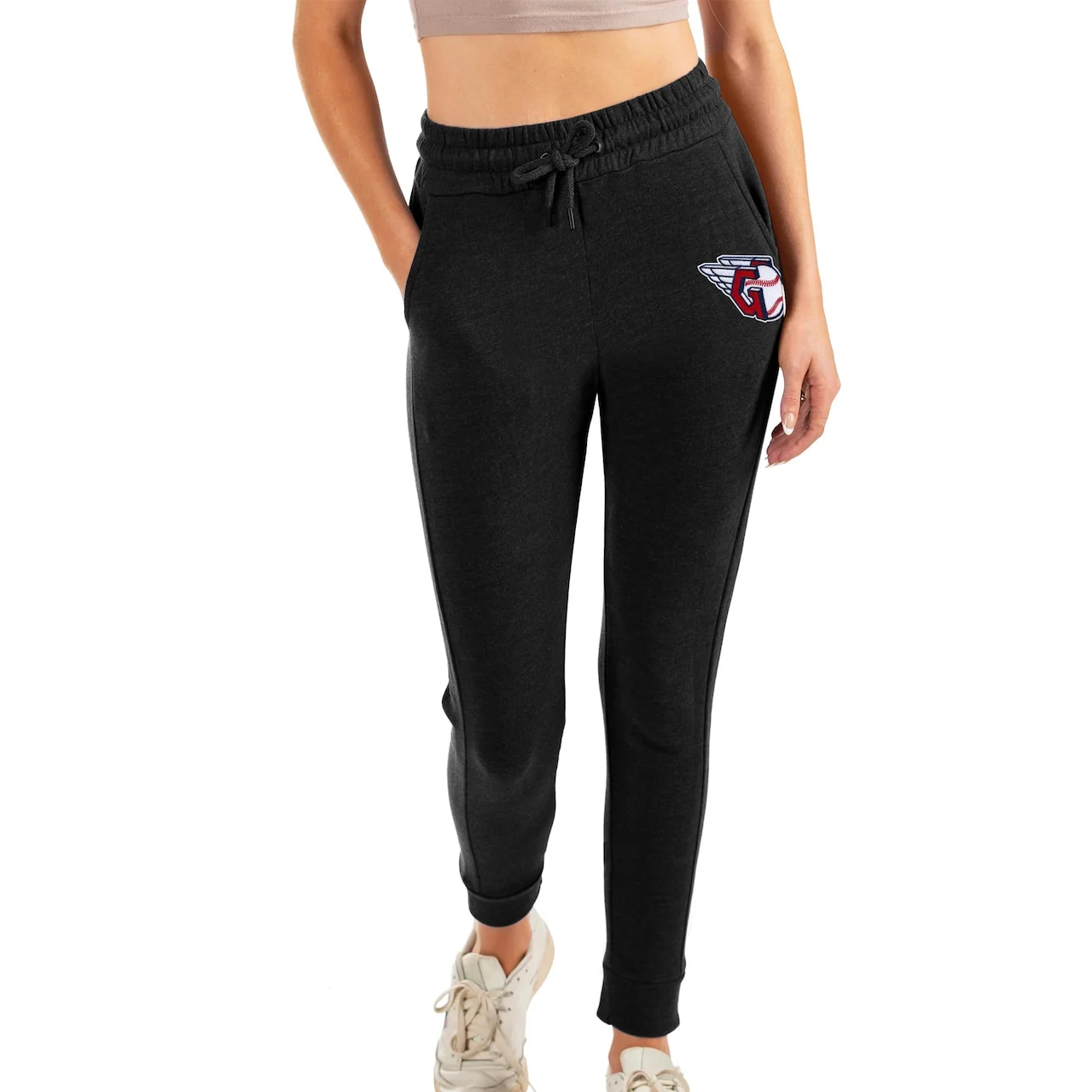 Women's Cleveland Guardians Antigua Heathered Black Action Jogger Pants 3 Women's Cleveland Guardians Antigua Heathered Black Action Jogger Pants
