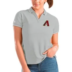 Women's Arizona Diamondbacks Antigua Heathered Gray Affluent Polo