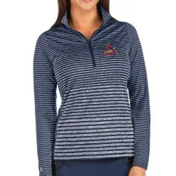 Women's St. Louis Cardinals Antigua Heathered Navy Pace Half-Zip Pullover Jacket