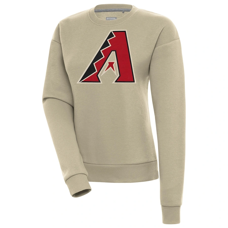Women's Arizona Diamondbacks Antigua Khaki Victory Pullover Sweatshirt 3 Women's Arizona Diamondbacks Antigua Khaki Victory Pullover Sweatshirt