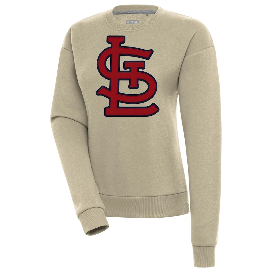 Women's St. Louis Cardinals Antigua Khaki Victory Pullover Sweatshirt 3 Women's St. Louis Cardinals Antigua Khaki Victory Pullover Sweatshirt