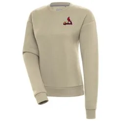 Women's St. Louis Cardinals Antigua Khaki Victory Pullover Sweatshirt