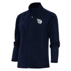 Women's Cleveland Guardians Antigua Navy Brushed Metallic Generation Full-Zip Jacket