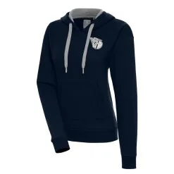 Women's Cleveland Guardians Antigua Navy Brushed Metallic Victory Pullover Hoodie