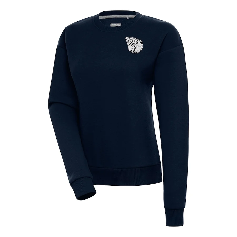 Women's Cleveland Guardians Antigua Navy Brushed Metallic Victory Pullover Sweatshirt 3 Women's Cleveland Guardians Antigua Navy Brushed Metallic Victory Pullover Sweatshirt