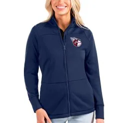 Women's Cleveland Guardians Antigua Navy Links Full-Zip Golf Jacket