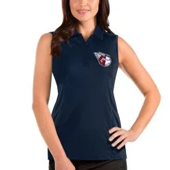 Women's Cleveland Guardians Antigua Navy Sleeveless Tribute Polo