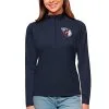 Women's Cleveland Guardians Antigua Navy Tribute Quarter-Zip Pullover Top