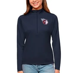 Women's Cleveland Guardians Antigua Navy Tribute Quarter-Zip Pullover Top