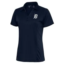 Women's Detroit Tigers Antigua Navy Team Logo Tribute Polo