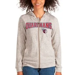 Women's Cleveland Guardians Antigua Oatmeal Wordmark Absolute Full-Zip Hoodie