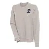 Women's Detroit Tigers Antigua Oatmeal Action Crewneck Pullover Sweatshirt
