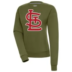 Women's St. Louis Cardinals Antigua Olive Victory Pullover Sweatshirt