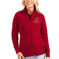 Women's Arizona Diamondbacks Antigua Red Links Full-Zip Golf Jacket