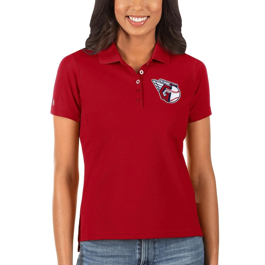 Women's Cleveland Guardians Antigua Red Legacy Pique Polo 3 Women's Cleveland Guardians Antigua Red Legacy Pique Polo