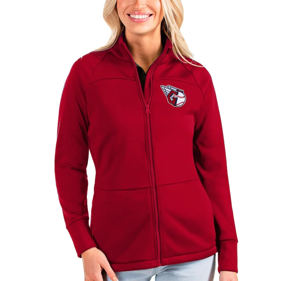 Women's Cleveland Guardians Antigua Red Links Full-Zip Golf Jacket 3 Women's Cleveland Guardians Antigua Red Links Full-Zip Golf Jacket