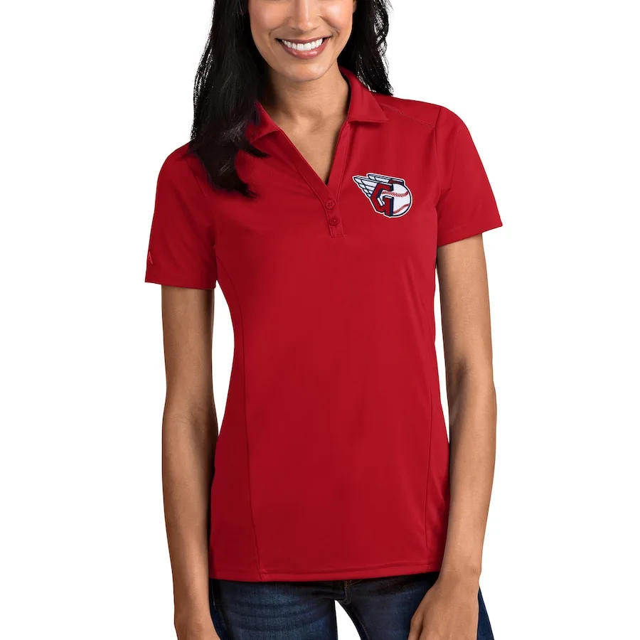 Women's Cleveland Guardians Antigua Red Tribute Polo 3 Women's Cleveland Guardians Antigua Red Tribute Polo