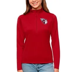 Women's Cleveland Guardians Antigua Red Tribute Quarter-Zip Pullover Top