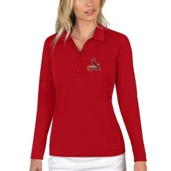 Women's St. Louis Cardinals Antigua Red Tribute Long Sleeve Polo