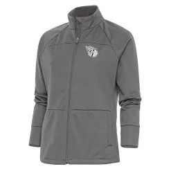 Women's Cleveland Guardians Antigua Steel Brushed Metallic Links Full-Zip Golf Jacket
