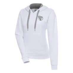 Women's Cleveland Guardians Antigua White Brushed Metallic Victory Pullover Hoodie