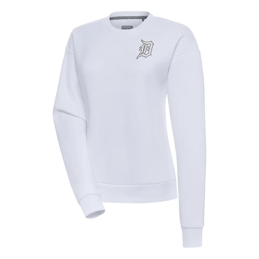 Women's Detroit Tigers Antigua White Brushed Metallic Victory Pullover Sweatshirt 3 Women's Detroit Tigers Antigua White Brushed Metallic Victory Pullover Sweatshirt