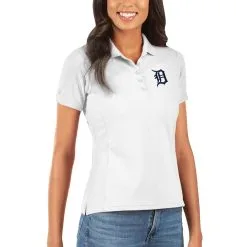 Women's Detroit Tigers Antigua White Legacy Pique Polo