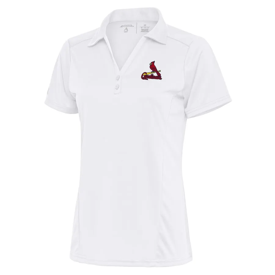 Women's St. Louis Cardinals Antigua White Team Logo Tribute Polo 3 Women's St. Louis Cardinals Antigua White Team Logo Tribute Polo