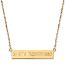 LogoArt Women's Arizona Diamondbacks Gold-Plated Sterling Silver Small Bar Necklace