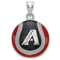 LogoArt Women's Arizona Diamondbacks Sterling Silver Enameled Baseball Pendant