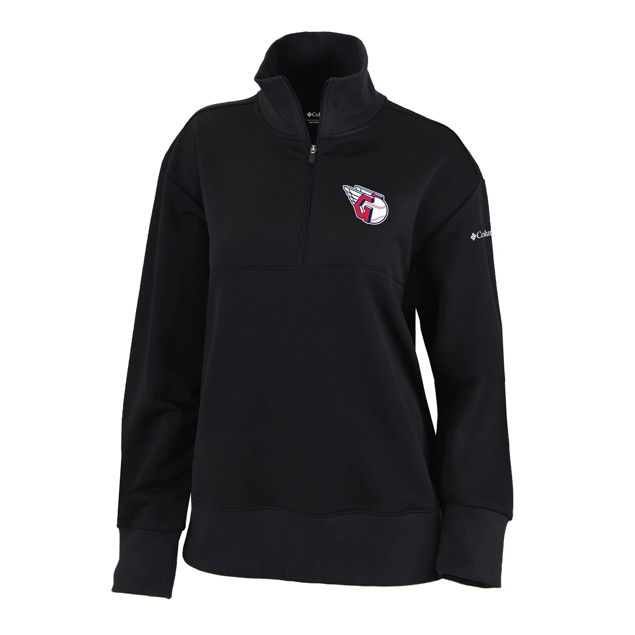Women's Cleveland Guardians Columbia Black Omni-Wick Birchwood Hills Quarter-Zip Pullover Top 4 Women's Cleveland Guardians Columbia Black Omni-Wick Birchwood Hills Quarter-Zip Pullover Top - Image 2