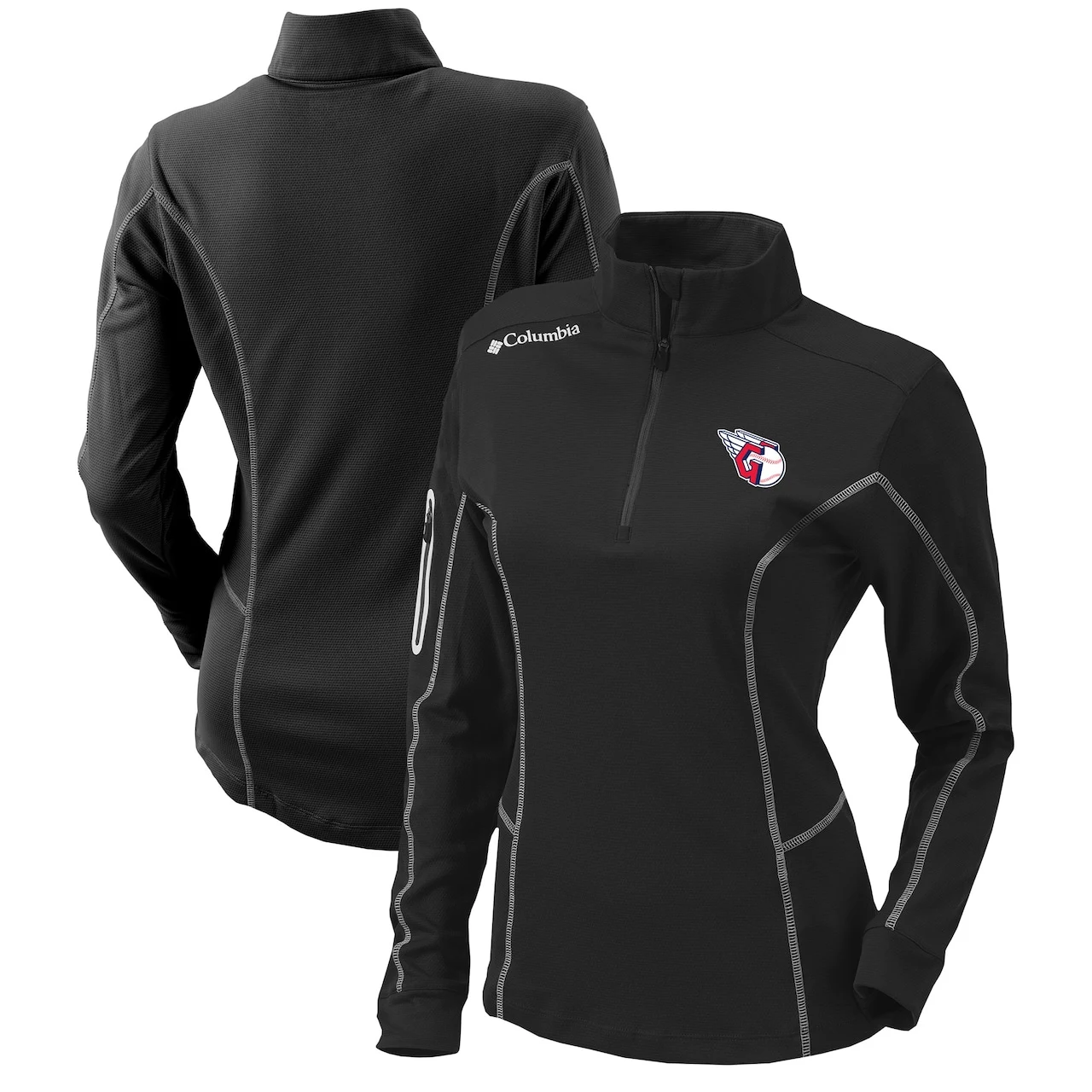 Women's Cleveland Guardians Columbia Black Omni-Wick Shotgun Quarter-Zip Pullover Top 3 Women's Cleveland Guardians Columbia Black Omni-Wick Shotgun Quarter-Zip Pullover Top