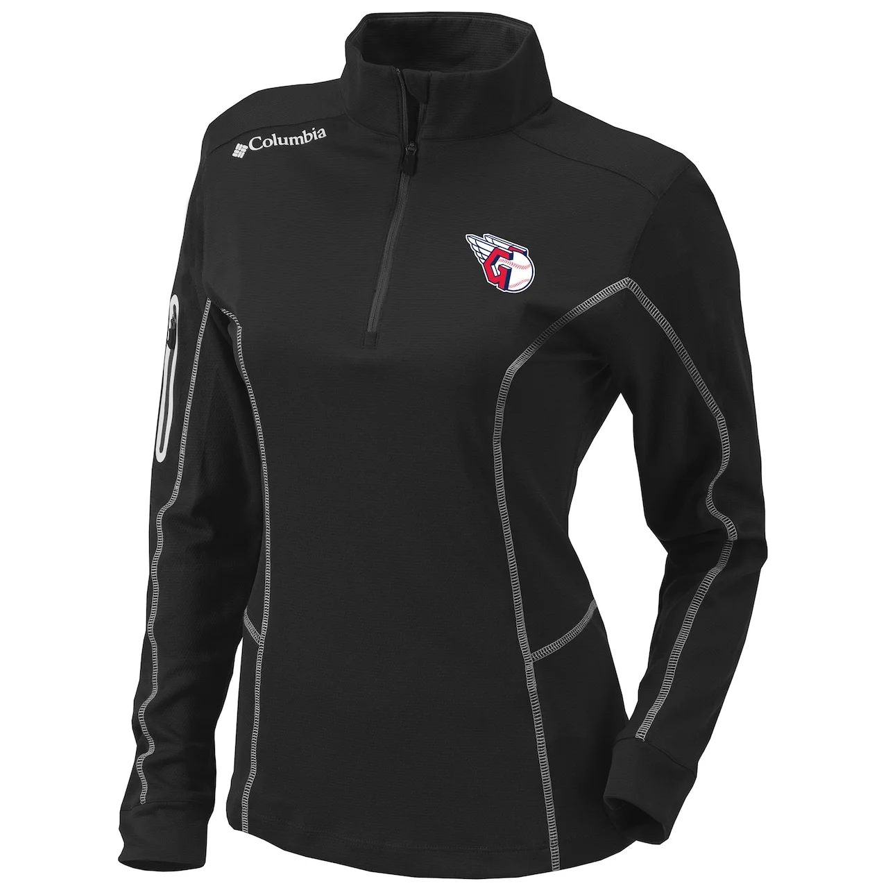 Women's Cleveland Guardians Columbia Black Omni-Wick Shotgun Quarter-Zip Pullover Top 4 Women's Cleveland Guardians Columbia Black Omni-Wick Shotgun Quarter-Zip Pullover Top - Image 2