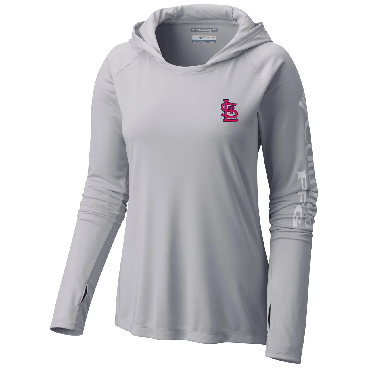 Women's St. Louis Cardinals Columbia Gray Tidal Long Sleeve Hoodie T-Shirt 4 Women's St. Louis Cardinals Columbia Gray Tidal Long Sleeve Hoodie T-Shirt - Image 2