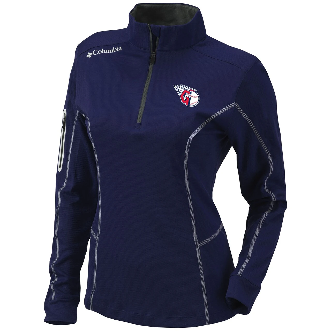 Women's Cleveland Guardians Columbia Navy Omni-Wick Shotgun Quarter-Zip Pullover Top 4 Women's Cleveland Guardians Columbia Navy Omni-Wick Shotgun Quarter-Zip Pullover Top - Image 2