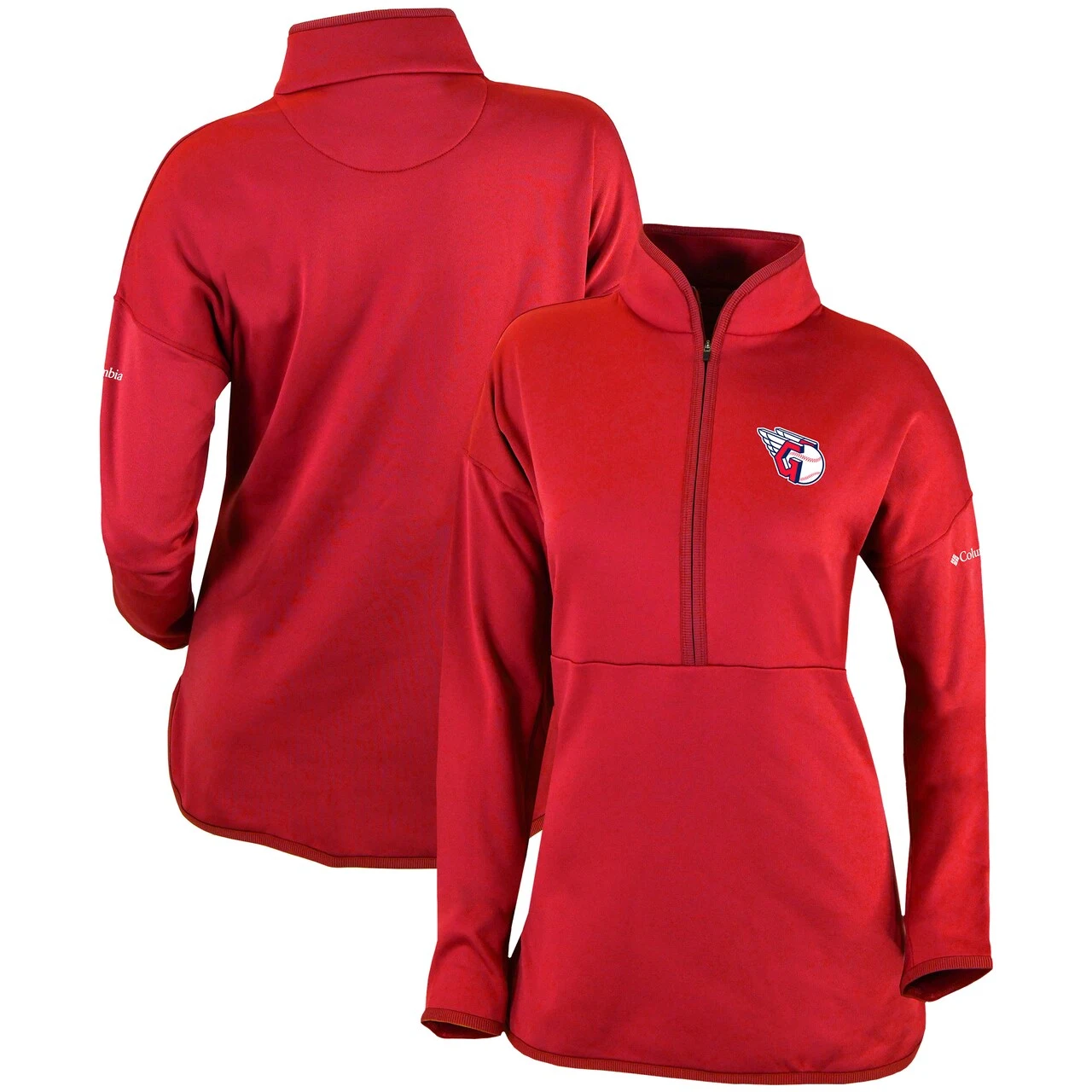 Women's Cleveland Guardians Columbia Red Go For It Half-Zip Pullover Top 3 Women's Cleveland Guardians Columbia Red Go For It Half-Zip Pullover Top