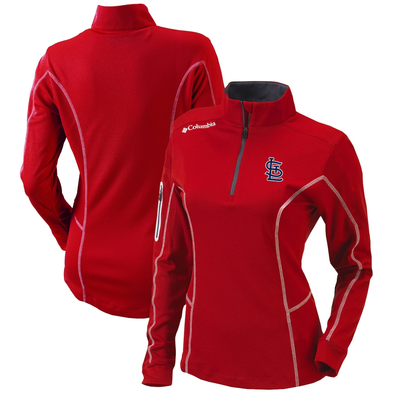 Women's St. Louis Cardinals Columbia Red Omni-Wick Shotgun Quarter-Zip Pullover Top 3 Women's St. Louis Cardinals Columbia Red Omni-Wick Shotgun Quarter-Zip Pullover Top