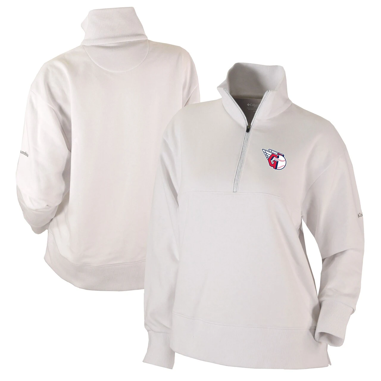 Women's Cleveland Guardians Columbia White Omni-Wick Birchwood Hills Quarter-Zip Pullover Top 3 Women's Cleveland Guardians Columbia White Omni-Wick Birchwood Hills Quarter-Zip Pullover Top