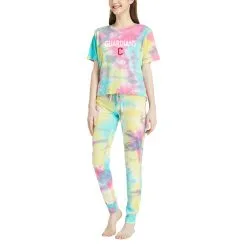 Women's Cleveland Guardians Concepts Sport Velodrome Tie-Dye Top & Jogger Pants Set
