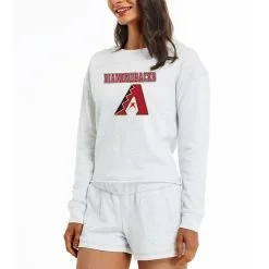 Women's Arizona Diamondbacks Concepts Sport Cream Crossfield Long Sleeve Top & Shorts Set
