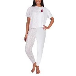 Women's Cleveland Guardians Concepts Sport Cream Brightside Top & Pants Set