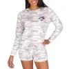 Women's Toronto Blue Jays Concepts Sport Cream Encounter Long Sleeve Top & Short Sleep Set
