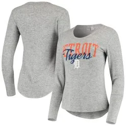 Women's Detroit Tigers Concepts Sport Heathered Gray Tri-Blend Long Sleeve T-Shirt