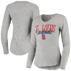 Women's St. Louis Cardinals Concepts Sport Heathered Gray Tri-Blend Long Sleeve T-Shirt