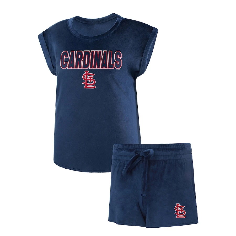 Women's St. Louis Cardinals Concepts Sport Navy Intermission T-Shirt & Shorts Sleep Set 3 Women's St. Louis Cardinals Concepts Sport Navy Intermission T-Shirt & Shorts Sleep Set