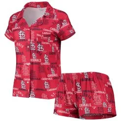 Women's St. Louis Cardinals Concepts Sport Red Flagship Allover Print Top & Shorts Sleep Set