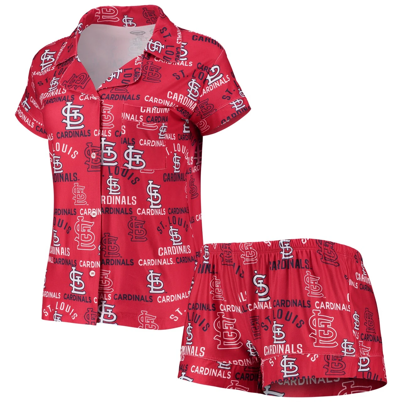 Women's St. Louis Cardinals Concepts Sport Red Flagship Allover Print Top & Shorts Sleep Set 3 Women's St. Louis Cardinals Concepts Sport Red Flagship Allover Print Top & Shorts Sleep Set