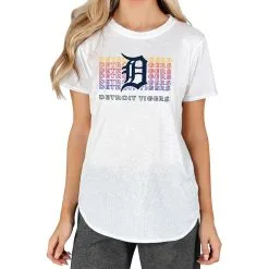 Women's Detroit Tigers Concepts Sport White Gable Knit T-Shirt