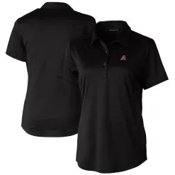 Women's Arizona Diamondbacks Cutter & Buck Black Prospect Textured Stretch Polo
